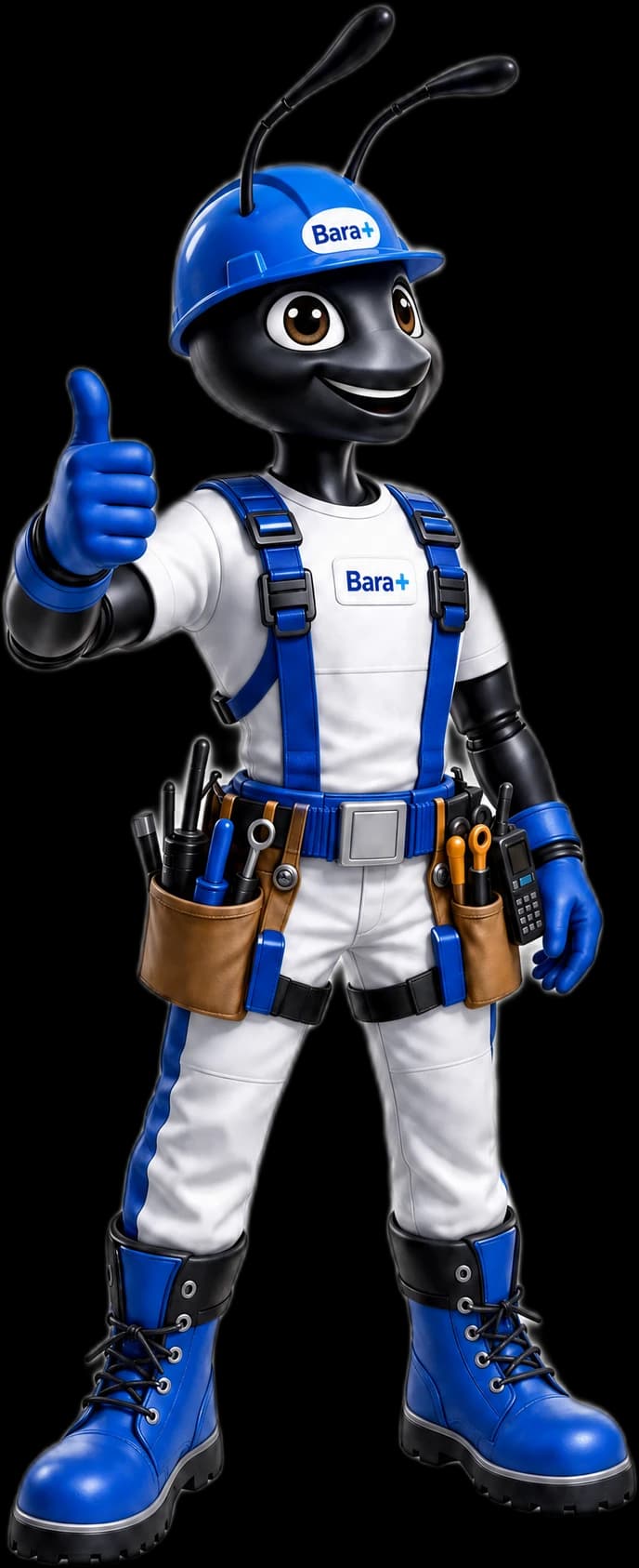 La mascotte Bara+ fait un signe de confiance